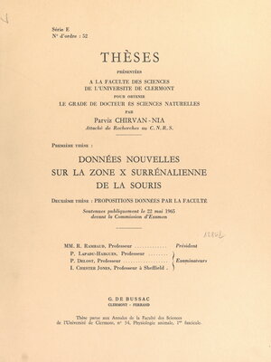 cover image of Données nouvelles sur la zone X surrénalienne de la souris
